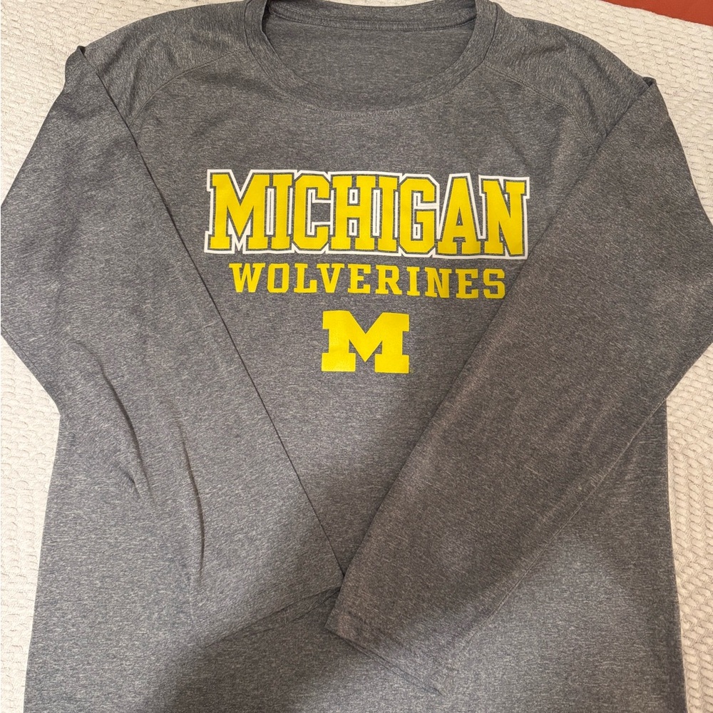Gray Michigan Wolverines Long Sleeve Shirt